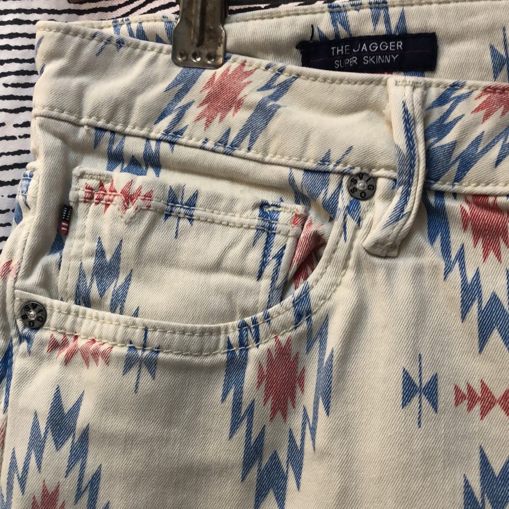 Vigoss White/Patterned Jagger Super Skinny Pants 31x29